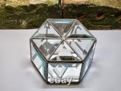 Beveled Glass Hexagon Rare Keepsake Box Vintage