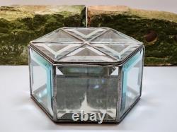 Beveled Glass Hexagon Rare Keepsake Box Vintage