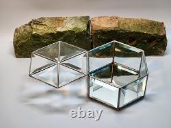 Beveled Glass Hexagon Rare Keepsake Box Vintage
