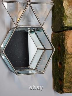 Beveled Glass Hexagon Rare Keepsake Box Vintage