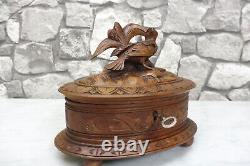 Black Forest Jewelry Box Antique Wooden Box Carved Wood