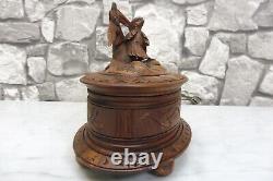 Black Forest Jewelry Box Antique Wooden Box Carved Wood