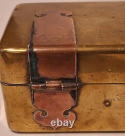 Brass Trinket Box with Copper Hinges 1950s Vintage MCM Hong Kong Hollywood Regency
