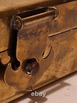 Brass Trinket Box with Copper Hinges 1950s Vintage MCM Hong Kong Hollywood Regency