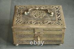 Brass Vintage jali box/ Brass collectible bettle and pan box/ Brass vintage box