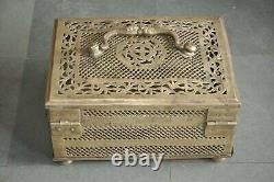 Brass Vintage jali box/ Brass collectible bettle and pan box/ Brass vintage box