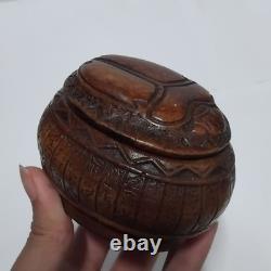 Brown scarab box, Egyptian art, vintage collectible, pharaoh gift, antique decor