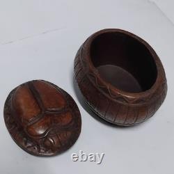 Brown scarab box, Egyptian art, vintage collectible, pharaoh gift, antique decor