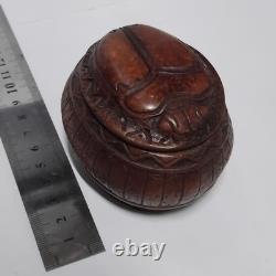 Brown scarab box, Egyptian art, vintage collectible, pharaoh gift, antique decor
