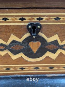 C. 1880 Sailor Made Jewelry Box Exotic Wood