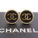 Chanel Cc Logos Circle Used Earrings Gold Black Clip-on 97p Vintage #bm533 O