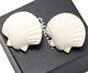 Chanel Jambo Shell Motif Stud Earrings Vintage Withbox #1326