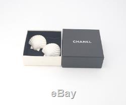 CHANEL Jambo Shell Motif Stud Earrings Vintage withBOX #1326