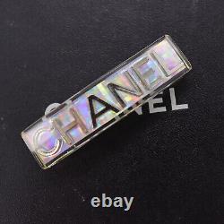 CHANEL Logos Used Barrette Hair Clip Plastic Clear Aurora France Vintage #AD16 S