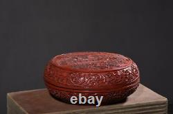 Chinese Vintage Lacquerware Box Exquisite Landscape Pattern Statue Keepsake Box