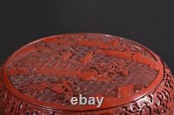 Chinese Vintage Lacquerware Box Exquisite Landscape Pattern Statue Keepsake Box