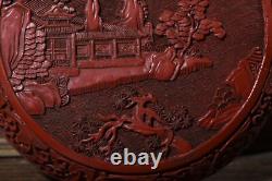 Chinese Vintage Lacquerware Box Exquisite Landscape Pattern Statue Keepsake Box