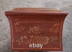 Chinoiserie Keepsake Box Red Lacquer Large Vintage Hand Painted 10 x 14 x 7