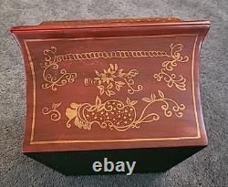 Chinoiserie Keepsake Box Red Lacquer Large Vintage Hand Painted 10 x 14 x 7