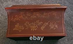 Chinoiserie Keepsake Box Red Lacquer Large Vintage Hand Painted 10 x 14 x 7