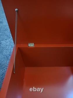 Chinoiserie Keepsake Box Red Lacquer Large Vintage Hand Painted 10 x 14 x 7