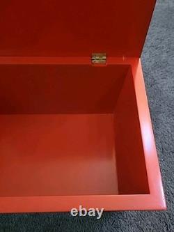 Chinoiserie Keepsake Box Red Lacquer Large Vintage Hand Painted 10 x 14 x 7