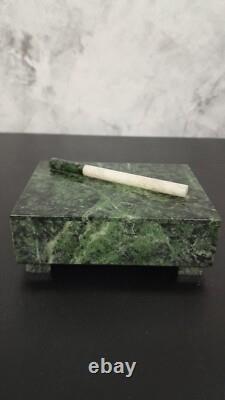 Cigarette Hinged Box Malachite Color Green Condition Good Vintage Ussr