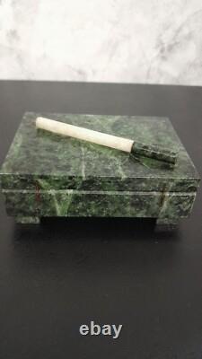 Cigarette Hinged Box Malachite Color Green Condition Good Vintage Ussr