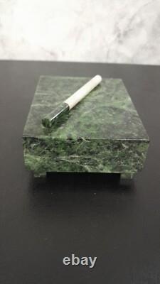 Cigarette Hinged Box Malachite Color Green Condition Good Vintage Ussr