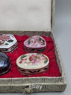 Cloisonne Trinket Pill Boxes By Smithsonian Institution Original Case Vintage
