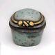 Condone Wharton Raku Pottery Trinket Box Hand Crafted Artist Signed Vintage Blue