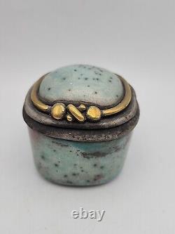 Condone Wharton Raku Pottery Trinket Box Hand Crafted Artist Signed Vintage Blue