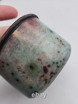 Condone Wharton Raku Pottery Trinket Box Hand Crafted Artist Signed Vintage Blue