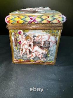 D360 Antique Lot 8 Capodimonte Figural Putti Porcelain Trinket Box