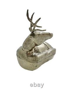 Deer Shape Box Metal Reindeer Lidded Contianer Unique Vintage Decor Gift