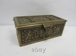 Early 1900's Heavy Brass Lidded Box withPutti Design