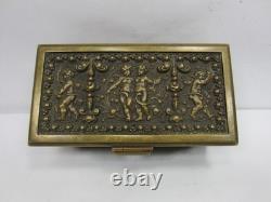 Early 1900's Heavy Brass Lidded Box withPutti Design