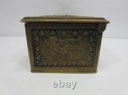 Early 1900's Heavy Brass Lidded Box withPutti Design
