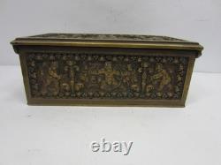 Early 1900's Heavy Brass Lidded Box withPutti Design
