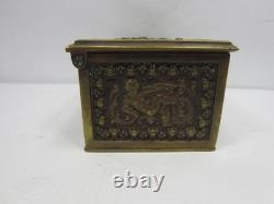 Early 1900's Heavy Brass Lidded Box withPutti Design