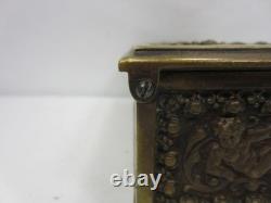 Early 1900's Heavy Brass Lidded Box withPutti Design