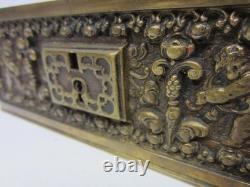 Early 1900's Heavy Brass Lidded Box withPutti Design