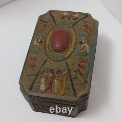 Egyptian-style vintage trinket box with pharaoh reliefs unique collectible art
