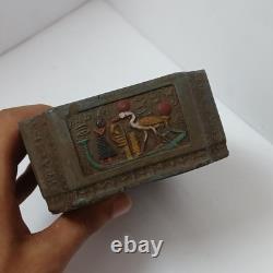 Egyptian-style vintage trinket box with pharaoh reliefs unique collectible art