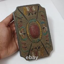 Egyptian-style vintage trinket box with pharaoh reliefs unique collectible art