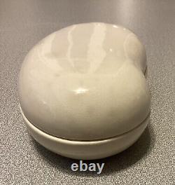 Elsa Peretti Halston Vintage Glazed White Ceramic Kidney Bean Trinket Box