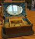 Estate Antique Victorian Beveled Glass Mirror Jewelry Casket Lined Box Holder