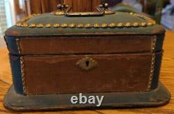 Estate Antique Victorian Beveled Glass Mirror Jewelry Casket Lined Box Holder