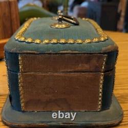 Estate Antique Victorian Beveled Glass Mirror Jewelry Casket Lined Box Holder