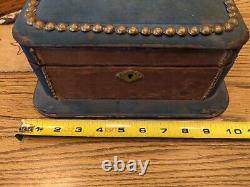 Estate Antique Victorian Beveled Glass Mirror Jewelry Casket Lined Box Holder